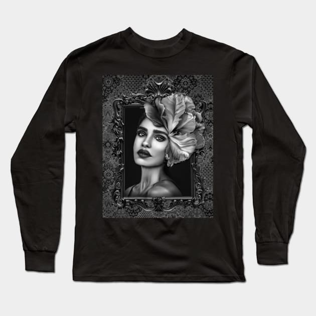 Shades of Gray Ladies Fine Art HomeDecor Wall Art Digital Prints Artwork Illustration Fine Long Sleeve T-Shirt by Relaxing Art Shop